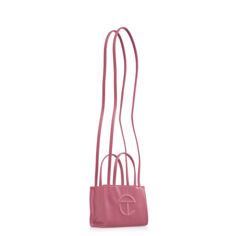 Telfar Small Corned Beef Pink Shopping Bag Mini Tote Crossbody Vegan Leather - Picture 3 of 6